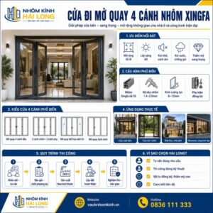Cửa đi mở quay 4 cánh nhôm xingfa
