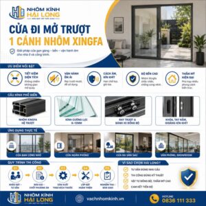 Cửa đi mở trượt 1 cánh nhôm xingfa