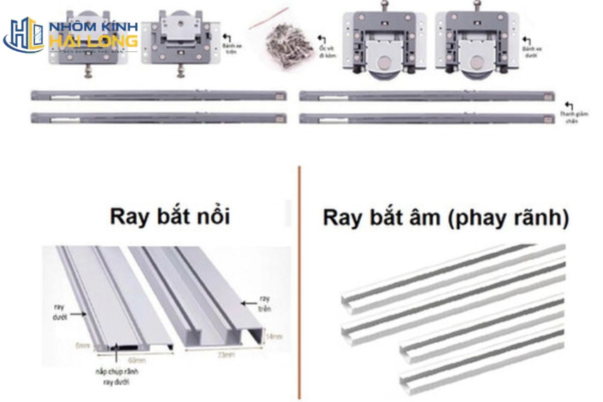 Cửa sổ lùa 1 cánh cần chốt cấu hình theo kích thước ô chờ, loại nhôm, độ dày kính, ray, bánh xe và vị trí lắp đặt thực tế