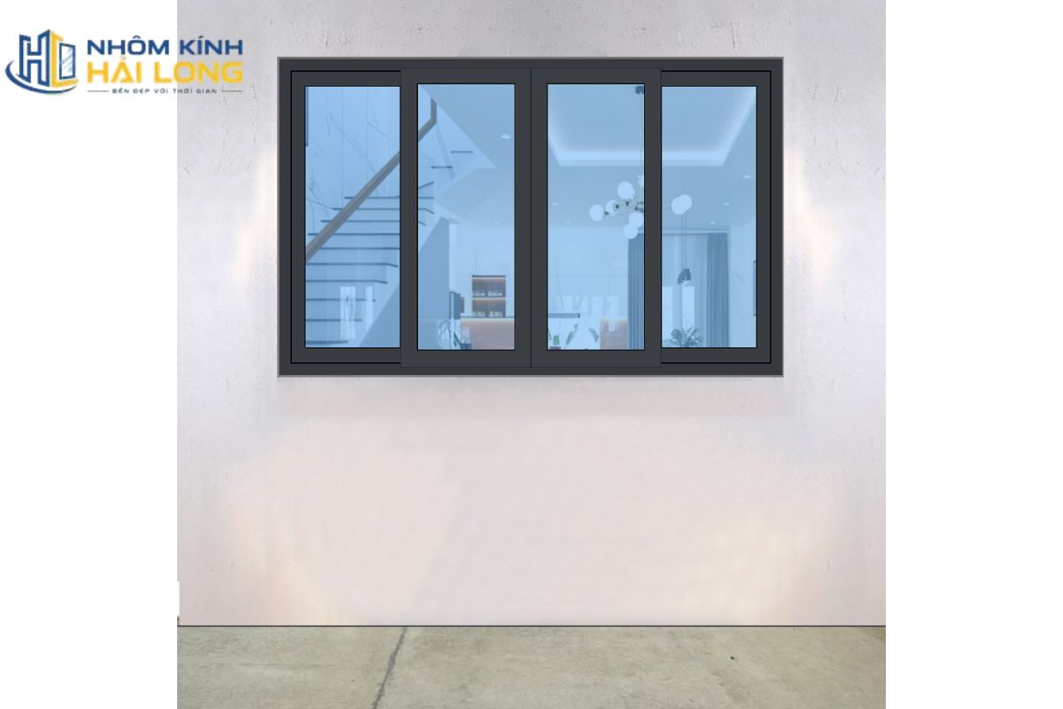 Quy trình báo giá và đặt sản xuất cửa sổ lùa 4 cánh gồm khảo sát, chọn vật tư, gia công, lắp đặt, căn chỉnh và nghiệm thu