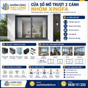 Cửa sổ mở trượt 2 cánh nhôm xingfa