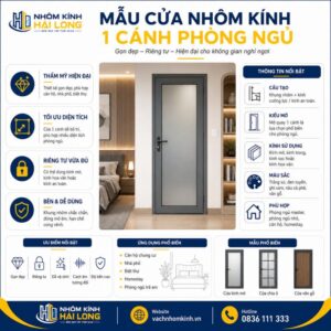 Mẫu Cửa Nhôm Kính 1 Cánh Phòng Ngủ