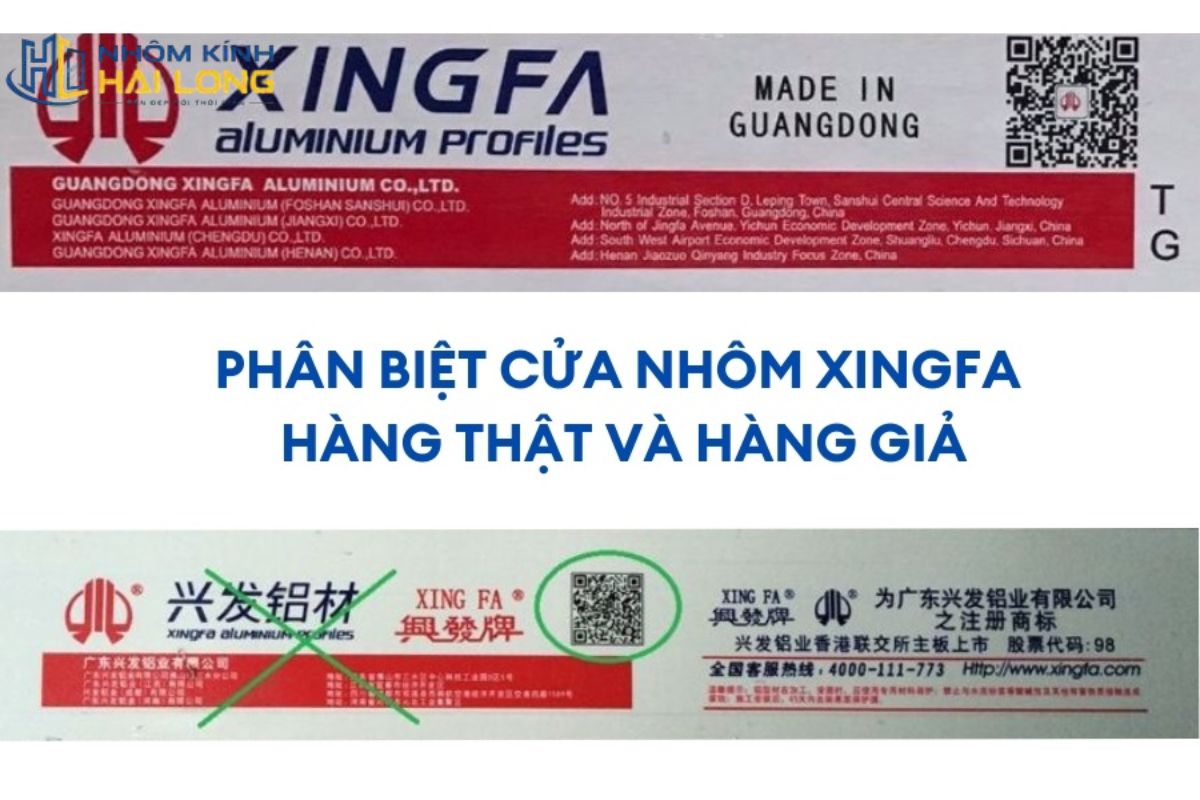 Cách phân biệt cửa nhôm Xingfa thật giả qua các bước xác định vật tư, kiểm tra tem nhiều thanh và quét mã QR để đối chiếu nguồn gốc